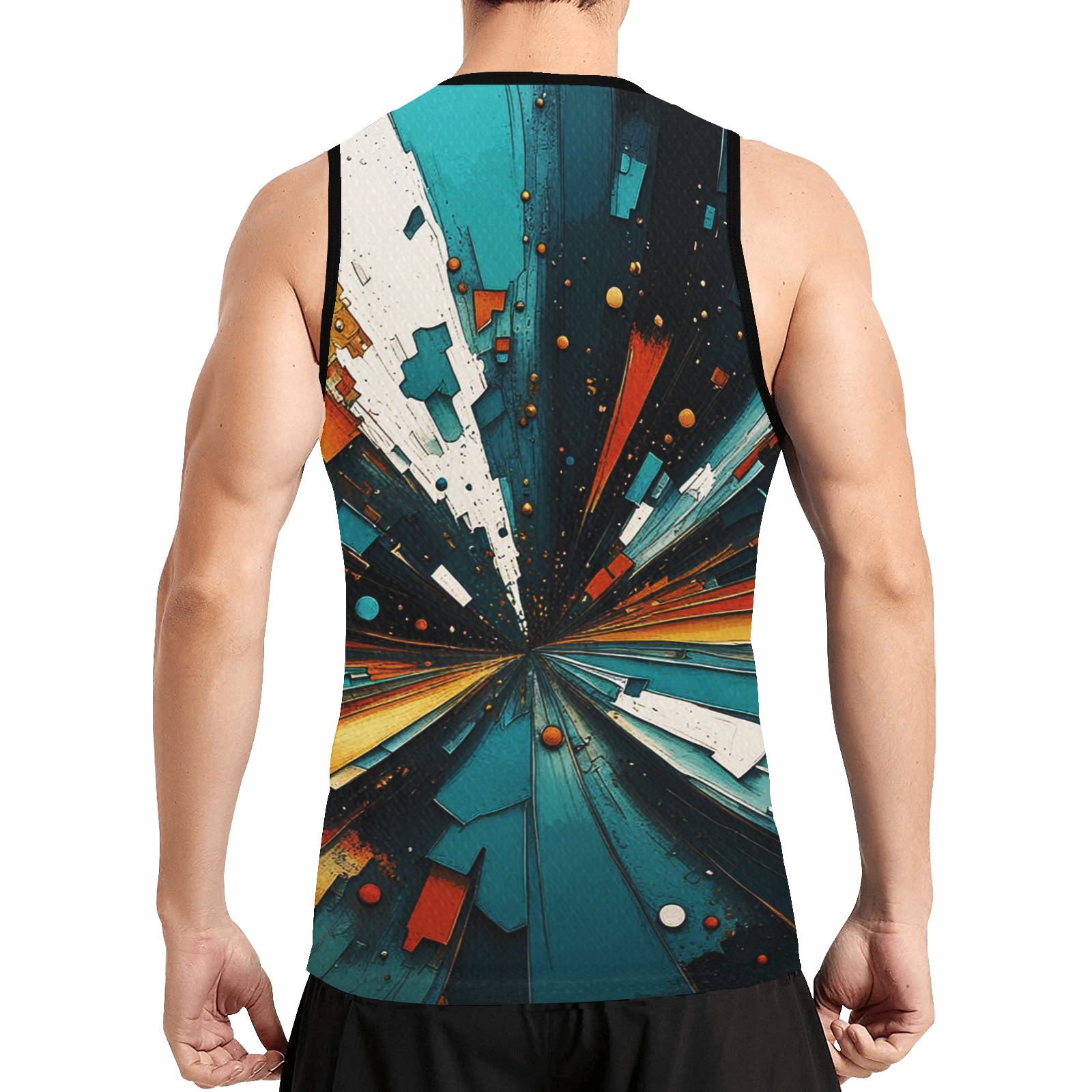 Abstract Blue And Orange 607 All Over Print Basketball Jersey