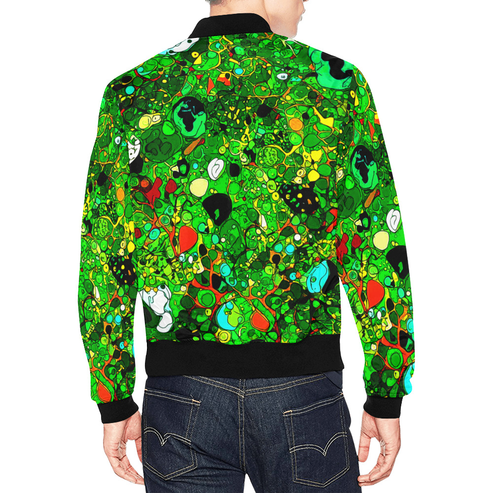 Green Abstract Art 409 All Over Print Bomber Jacket for Men (Model H19)