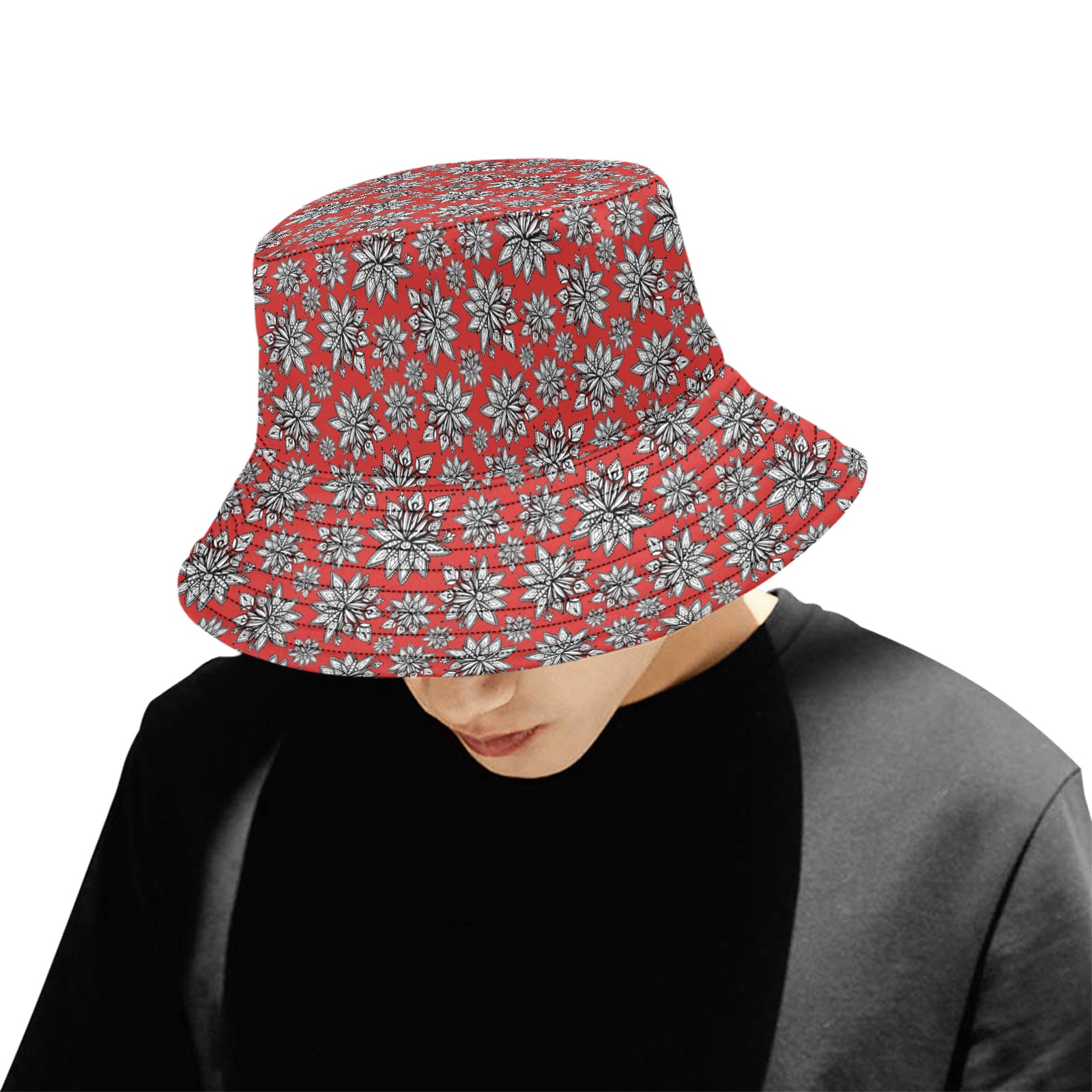 Creekside Floret - red Unisex Summer Bucket Hat
