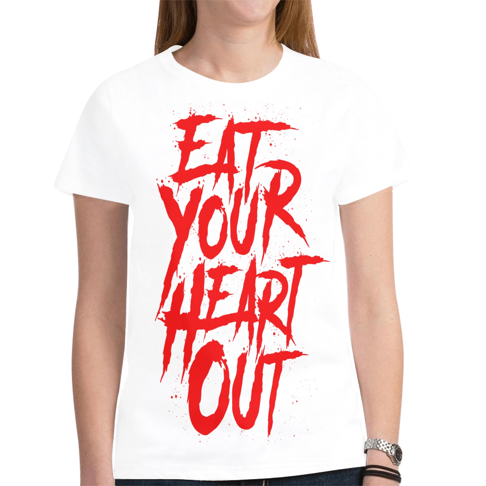 CritIcal Craze Eat Your Heart Out White New All Over Print T-shirt for Women (Model T45)