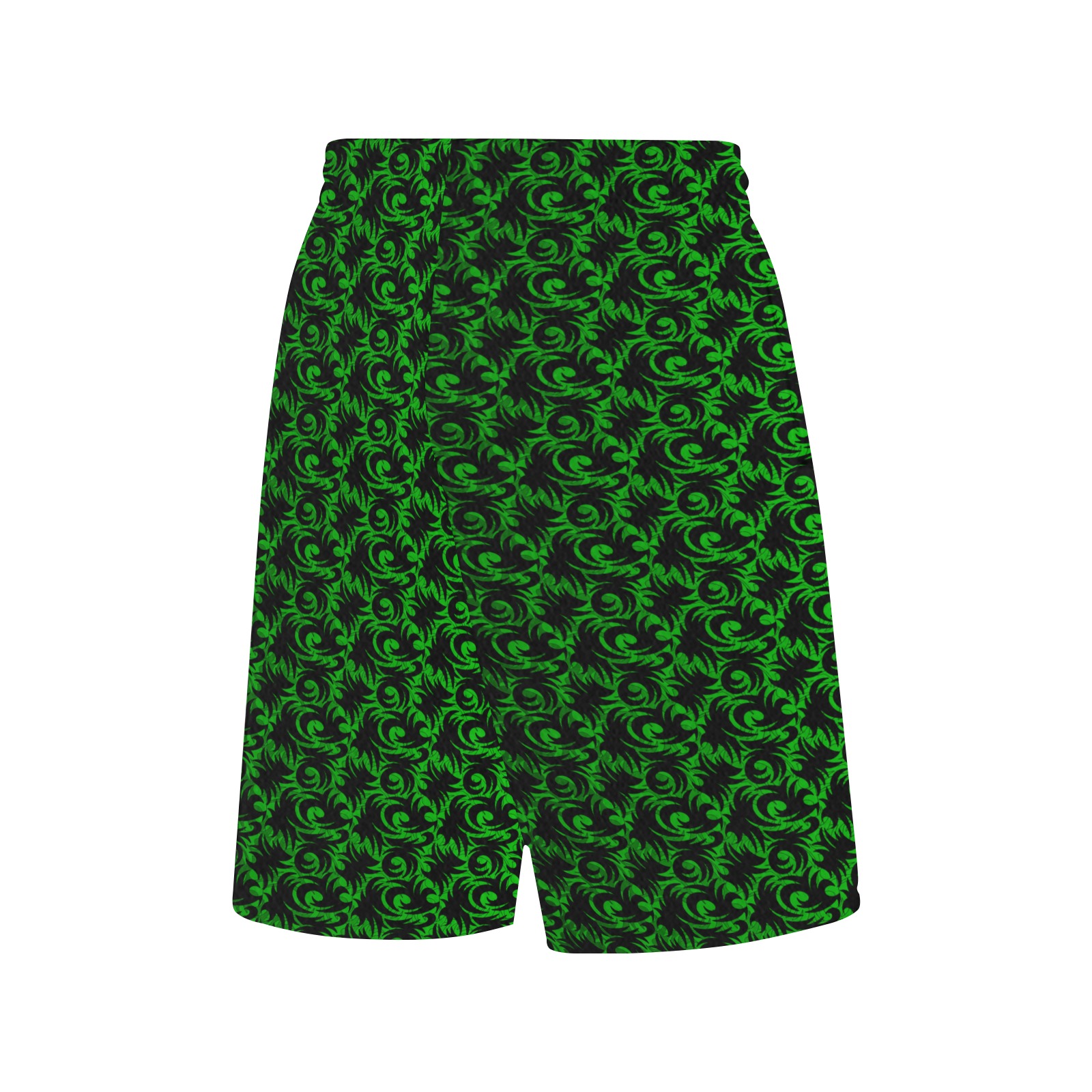 green swirl All Over Print Basketball Shorts with Pocket