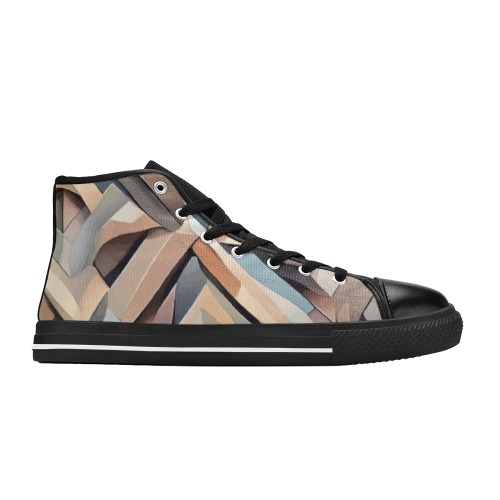 Geometric abstract flower. Soft beige colors Women's Classic High Top Canvas Shoes (Model 017)