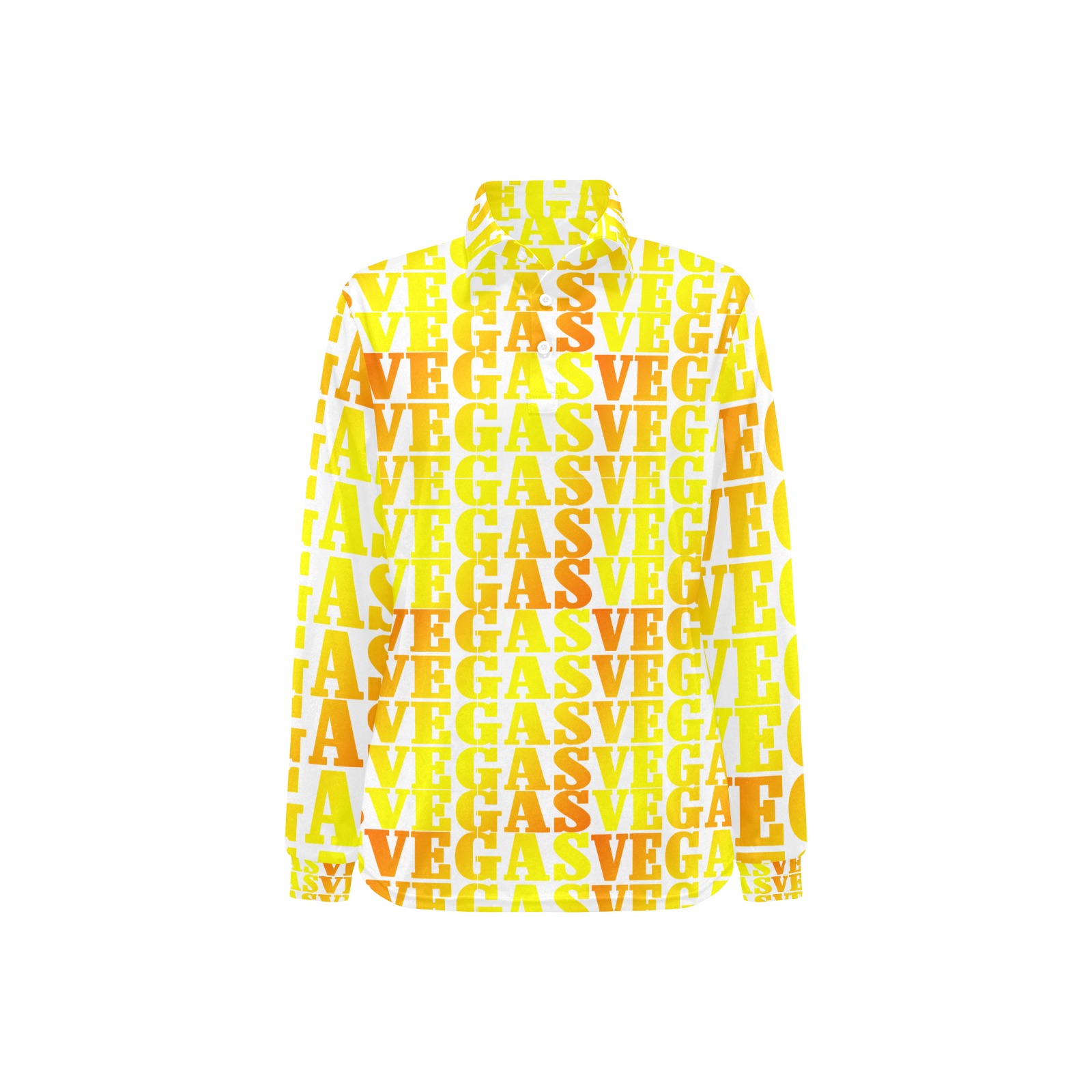 VEGAS Gold on White Women's Long Sleeve Polo Shirt (Model T73)