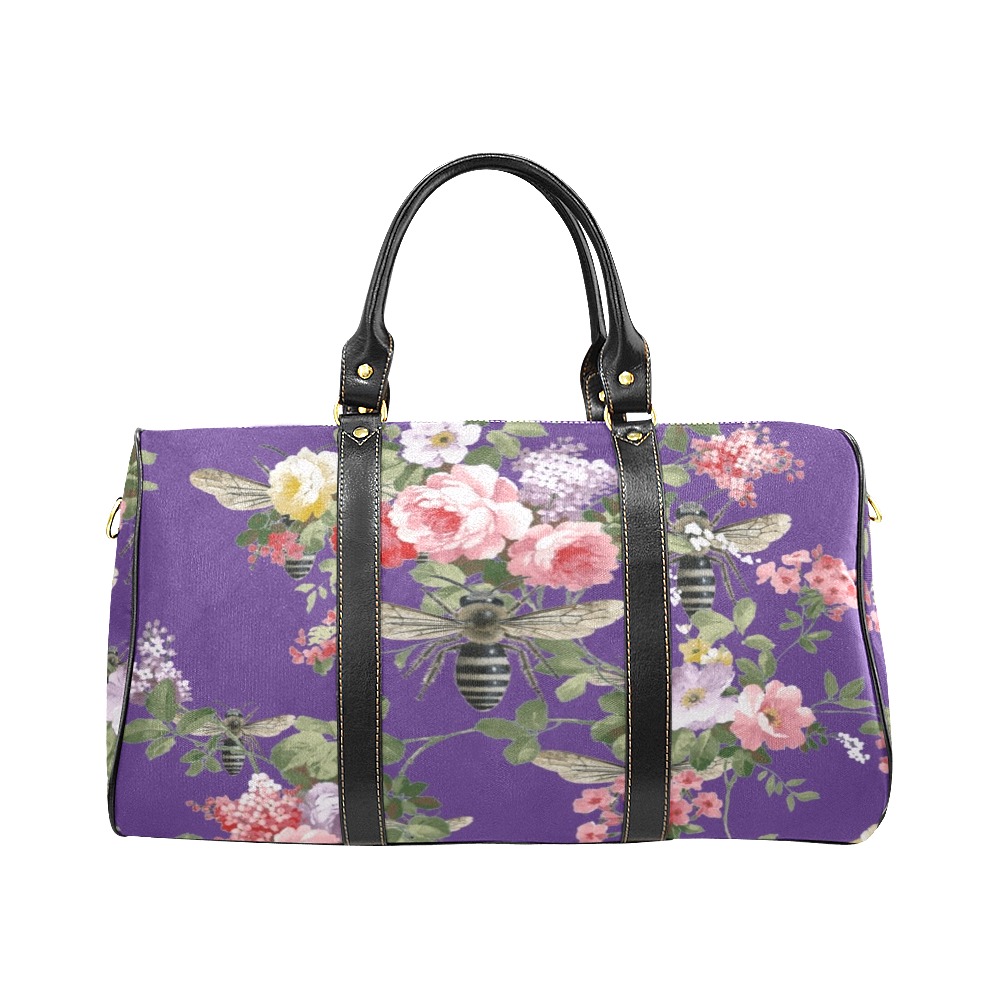 Purple Flowers and Bees New Waterproof Travel Bag/Large (Model 1639)