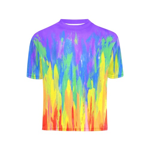 Flames Paint Abstract Purple Little Girls' All Over Print Crew Neck T-Shirt (Model T40-2)