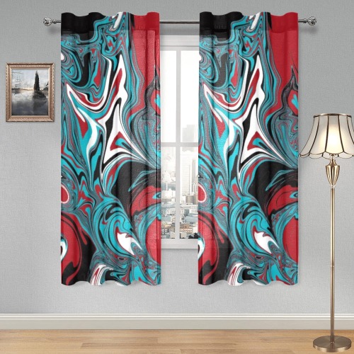 Dark Wave of Colors Gauze Curtain 28"x63" (Two-Piece)