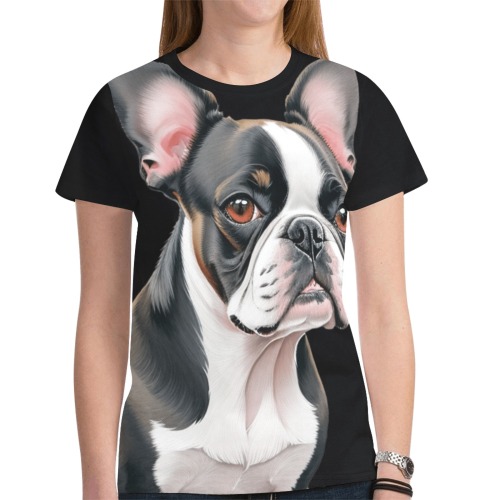 Boston Terrier New All Over Print T-shirt for Women (Model T45)
