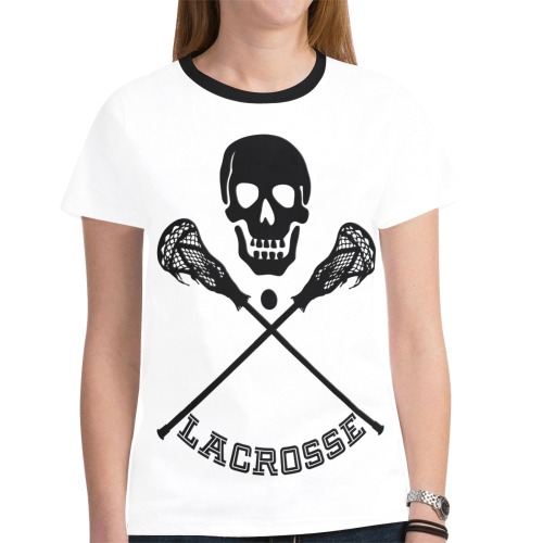 Lacrosse Skull New All Over Print T-shirt for Women (Model T45)