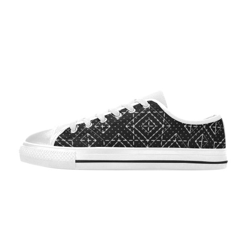 Black and White Diamond Casual Sneakers Men's Classic Canvas Shoes (Model 018)