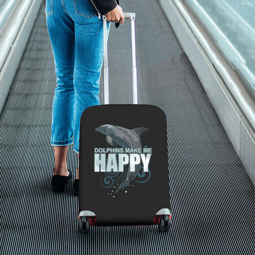 Dolphins Make Me Happy Luggage Cover/Small 18"-21"