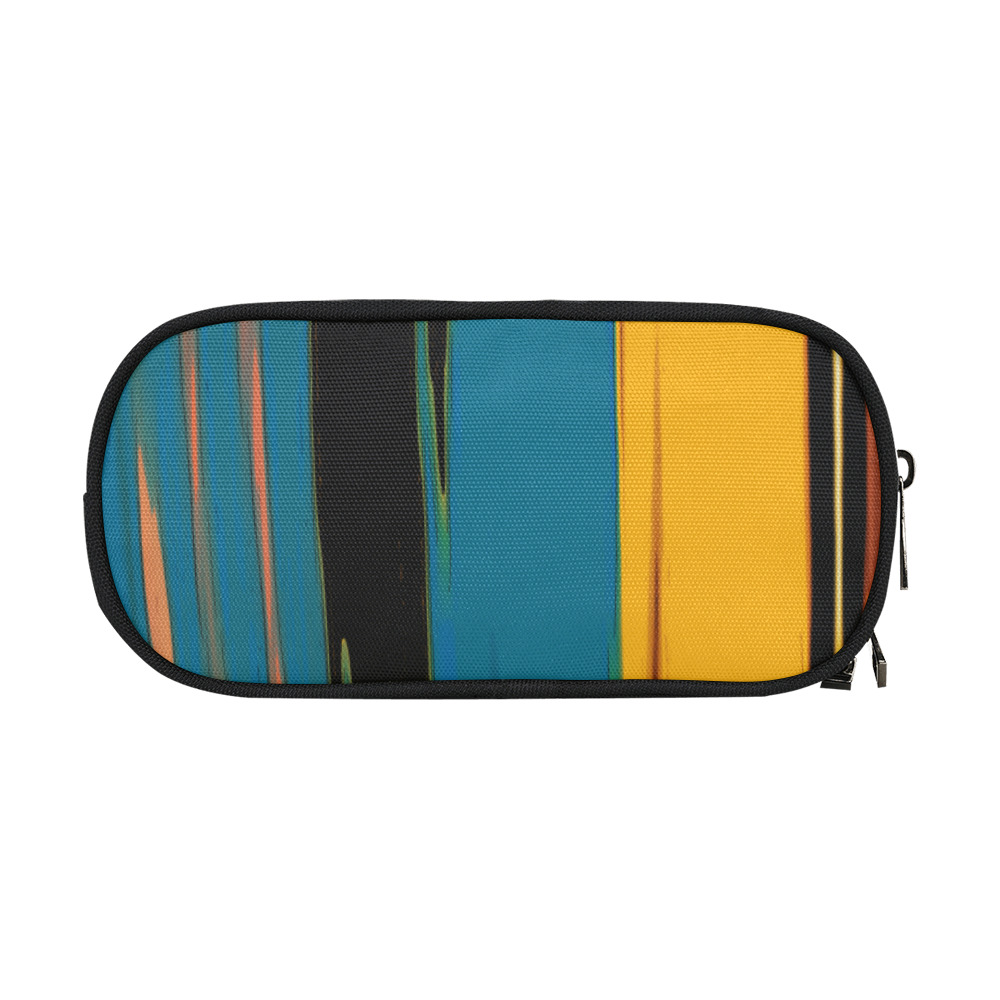 Black Turquoise And Orange Go! Abstract Art Pencil Pouch/Large (Model 1680)