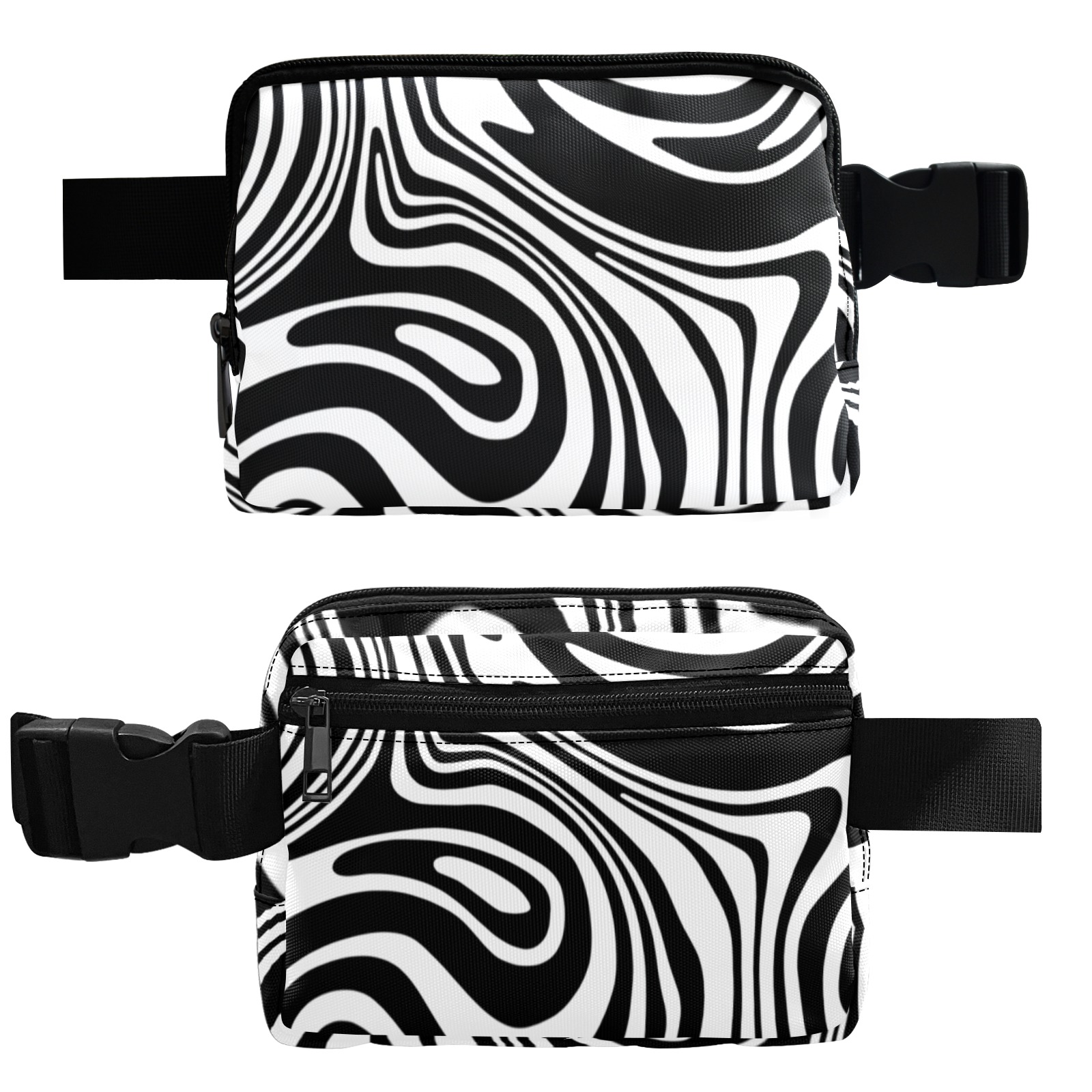 Black and White Marble Belt Bag (Model 1744)