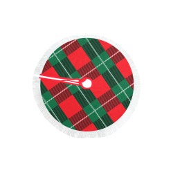 Christmas Plaid Thick Fringe Christmas Tree Skirt 30"x30"