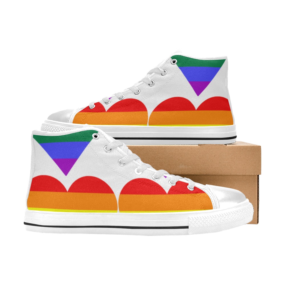 Rainbow heart-1 Men’s Classic High Top Canvas Shoes (Model 017)