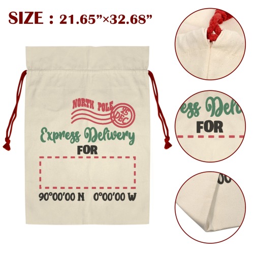 North Pole Xpress Delivery Santa Claus Drawstring Bag 21"x32" (Two Sides Printing)