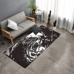 Alien foetus Area Rug with Black Binding  7'x3'3''