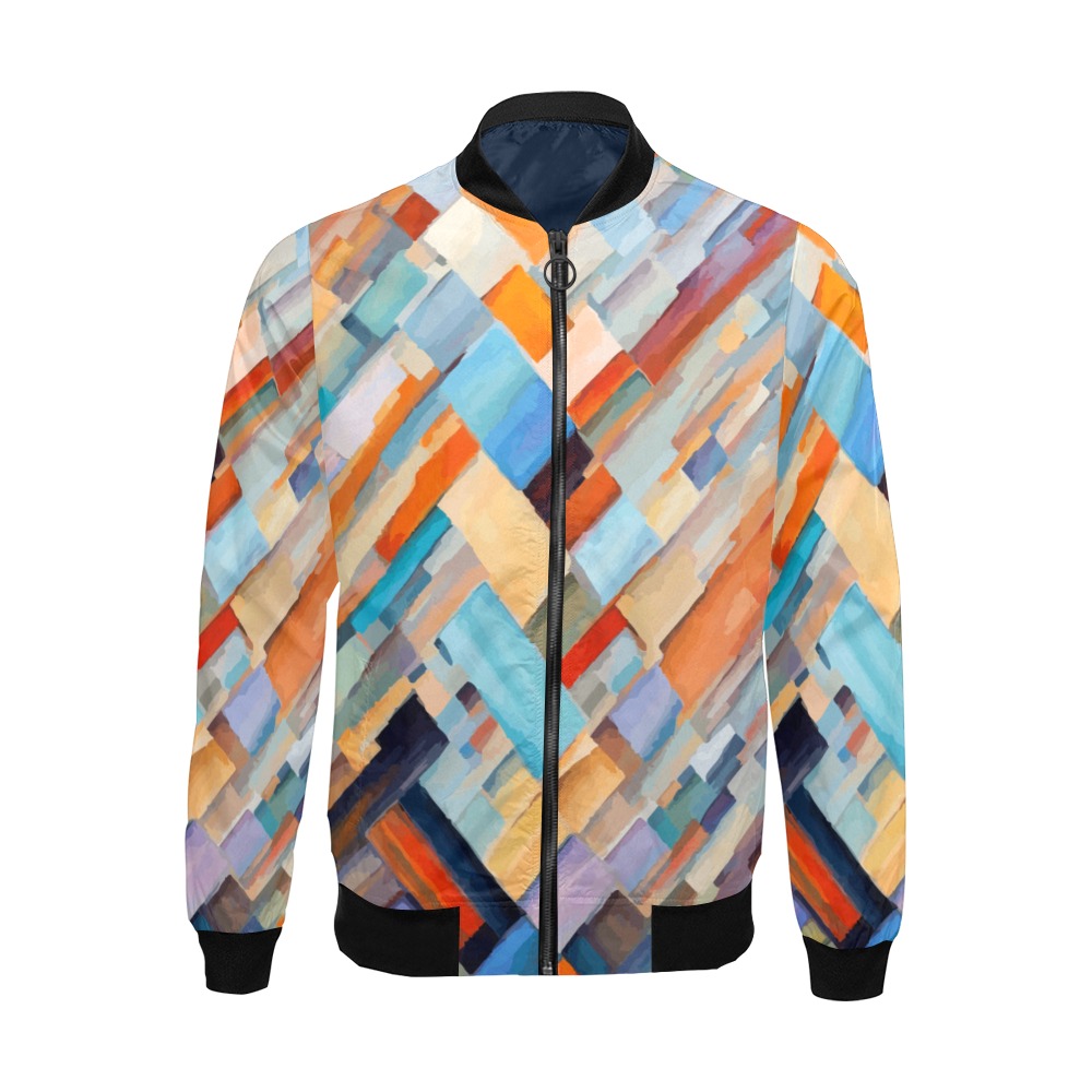 Rectangular patches of many colors abstract art All Over Print Bomber Jacket for Men (Model H19)