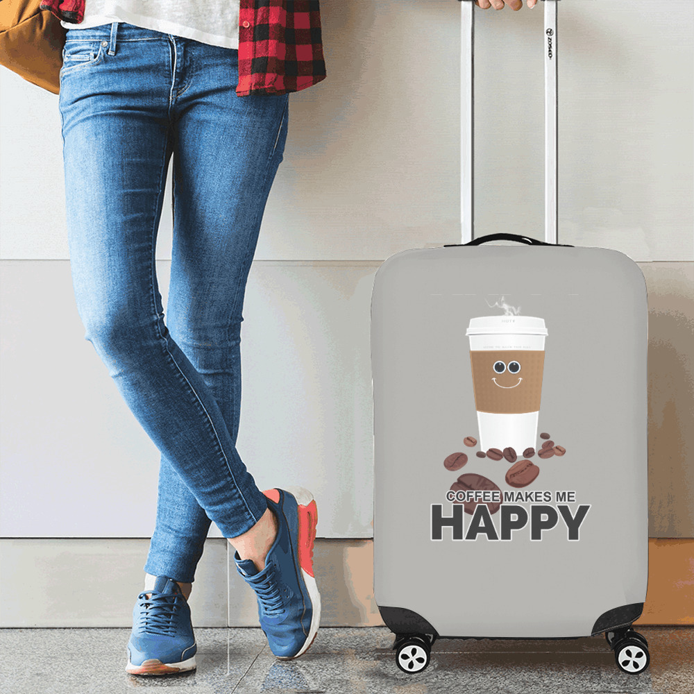 Coffee Makes Me Happy Luggage Cover/Small 18"-21"