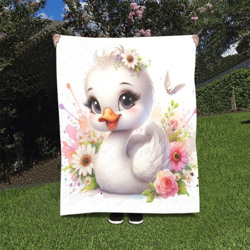 Watercolor Baby Swan 2 Quilt 40"x50"