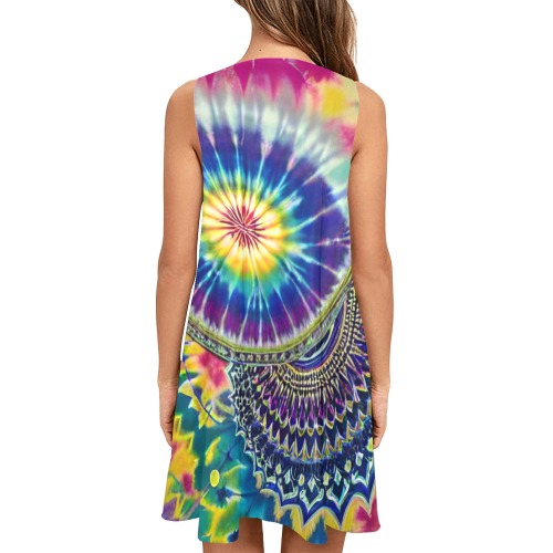 Modern Hippy Sleeveless A-Line Pocket Dress (Model D57)