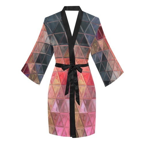 mosaic triangle 3 Long Sleeve Kimono Robe