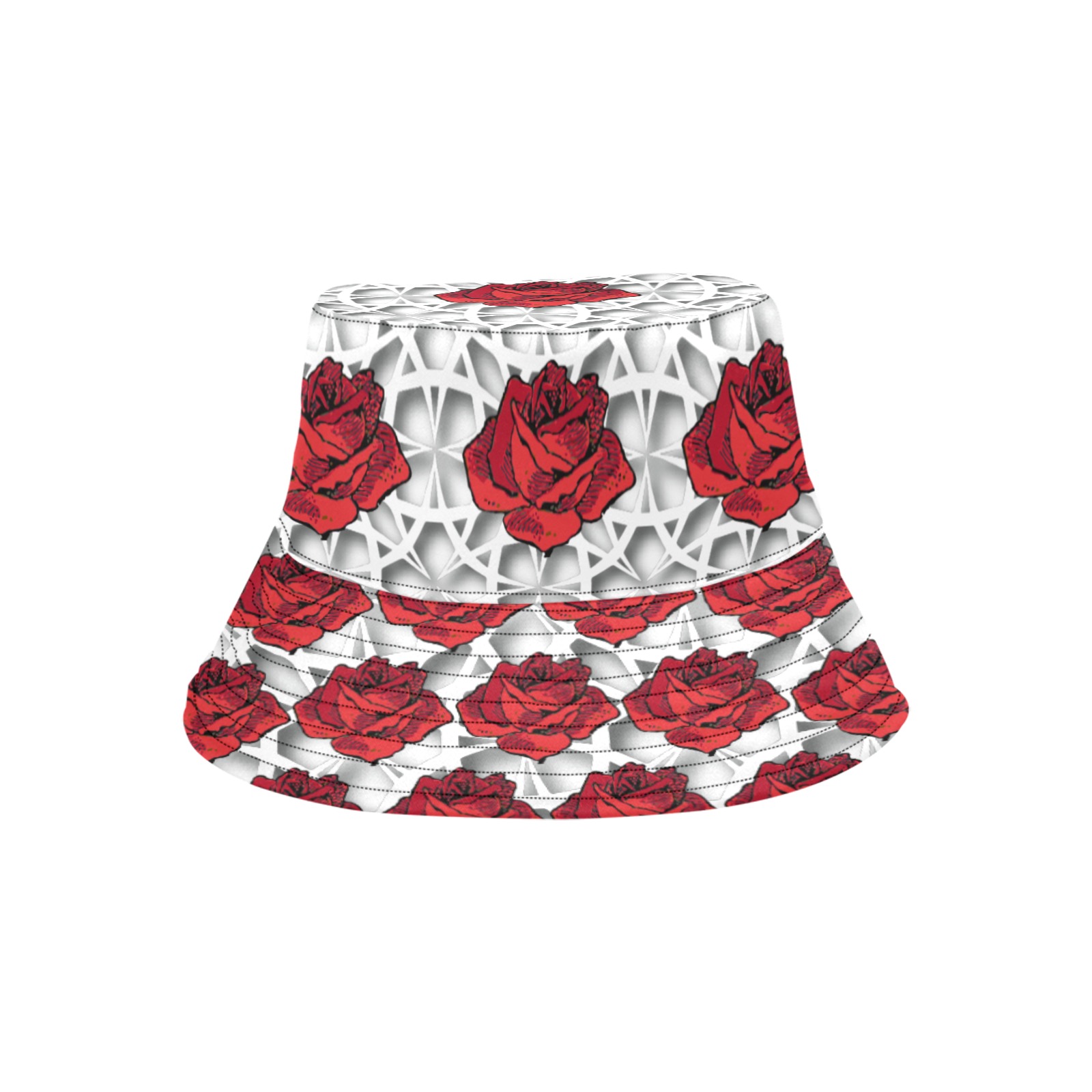 Spanish Rose - red and white Unisex Summer Bucket Hat