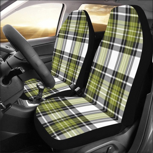 Olive Green Black Plaid Car Seat Covers (Set of 2)