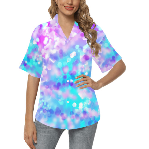 Purple And Blue Bokeh 7518 All Over Print Hawaiian Shirt for Women (Model T58)