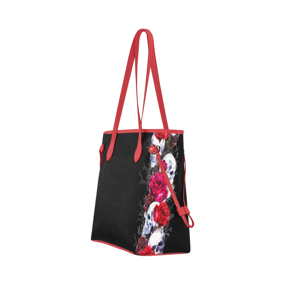 Red and Black Skulls Clover Canvas Tote Bag (Model 1661)
