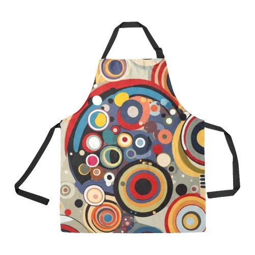 Fantastic colorful rings, dots abstract art. All Over Print Apron