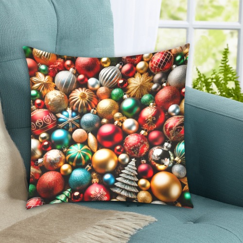 coloured baubles Custom Zippered Pillow Cases 18"x18" (Two Sides)