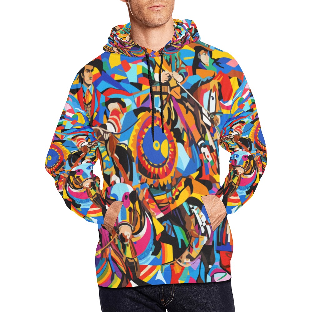Cute fantasy geometric abstract art of cowboys. All Over Print Hoodie for Men (USA Size) (Model H13)
