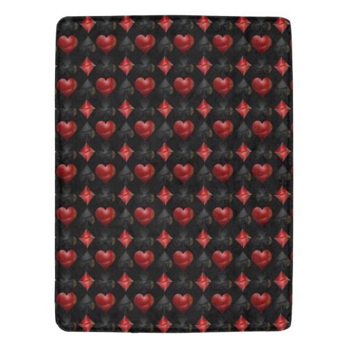 Las Vegas Playing Card Symbols / Black Ultra-Soft Micro Fleece Blanket 60"x80" (Thick)