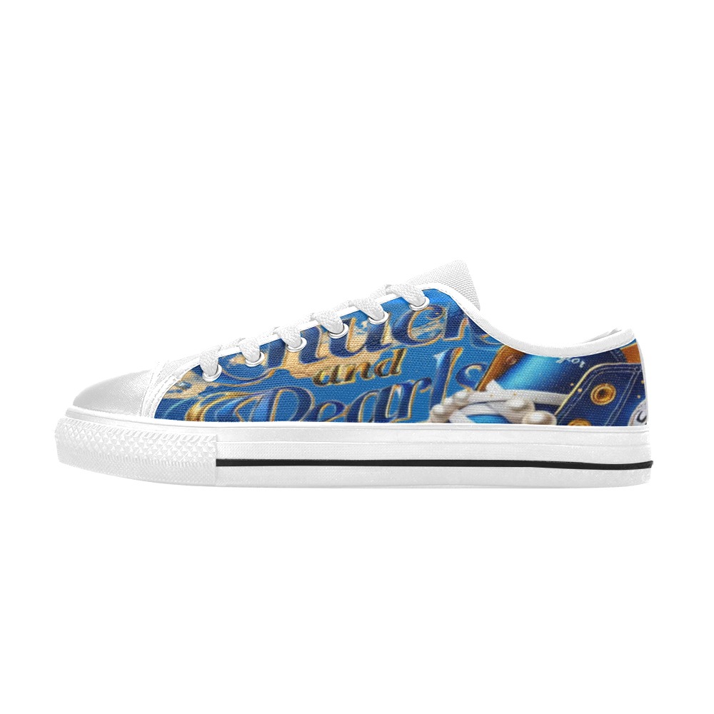 Blue and Gold Kamala Support shoes Women's Classic Canvas Shoes (Model 018)