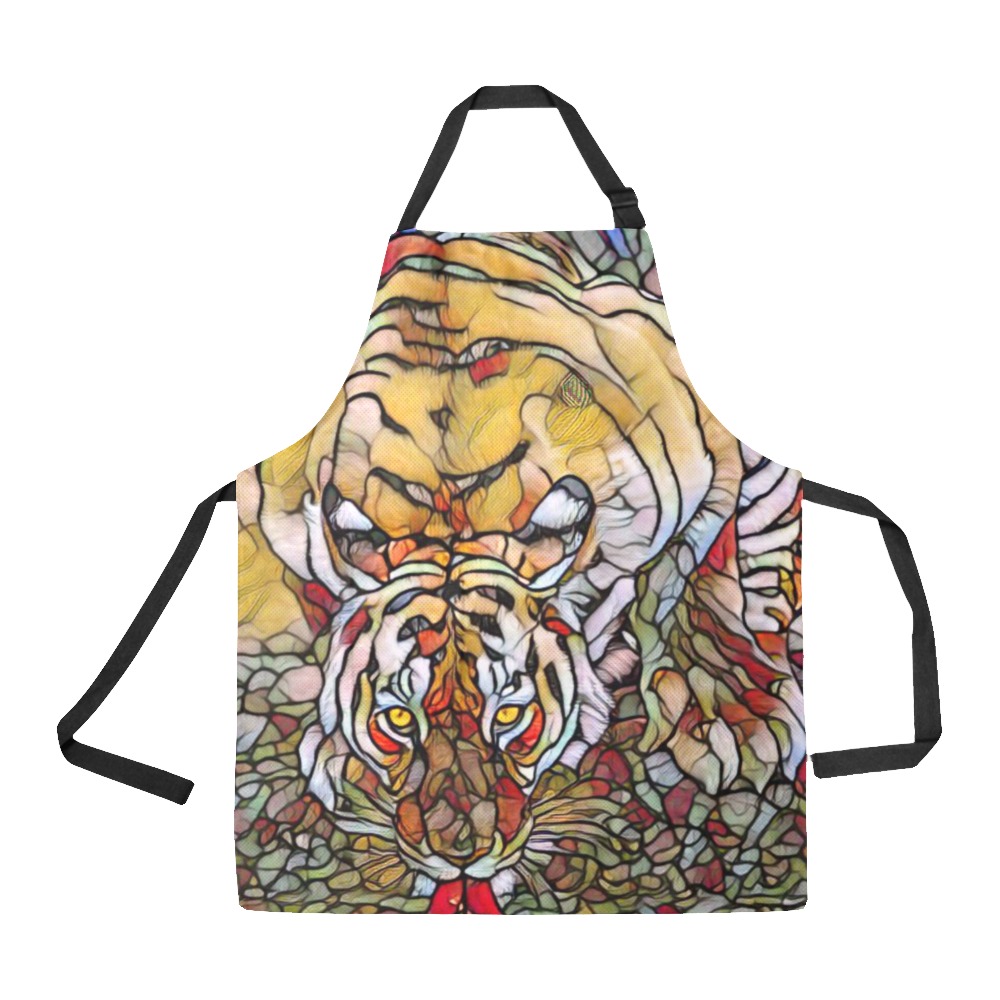 Tiger Stained Glass All Over Print Apron