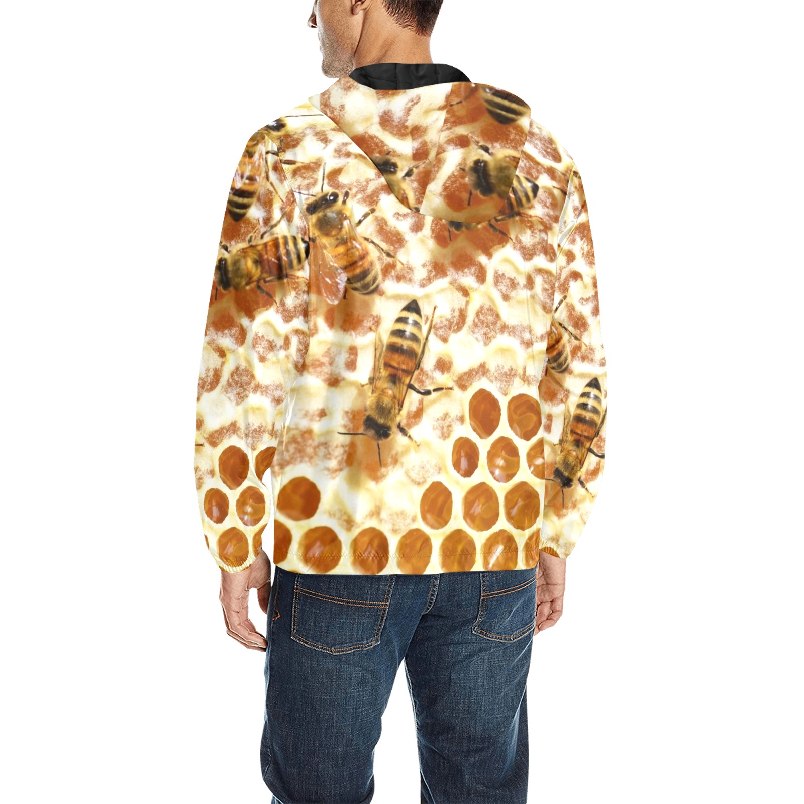 HONEY BEES 2 All Over Print Quilted Windbreaker for Men (Model H35)