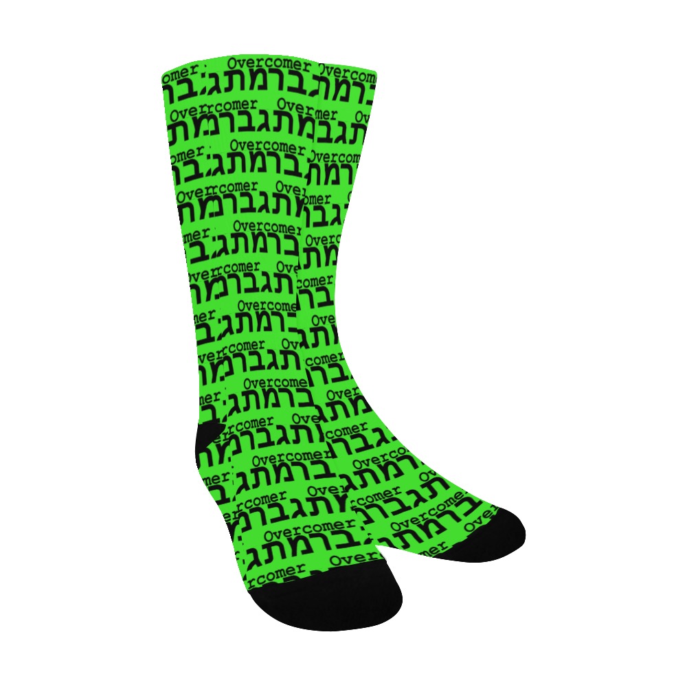 Overcomer Socks Men Green Men's Custom Socks