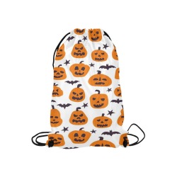 Pumpkins and Bats Small Drawstring Bag Model 1604 (Twin Sides) 11"(W) * 17.7"(H)