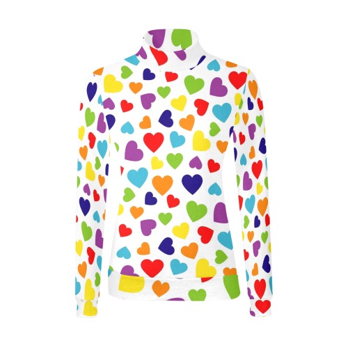 Rainbow Hearts Women's All Over Print Mock Neck Sweatshirt (Model H43)
