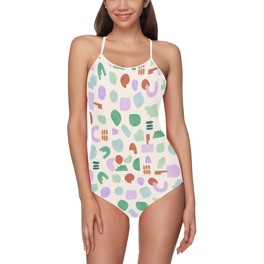 Abstract pastel shapes 88 Strap Swimsuit ( Model S05)