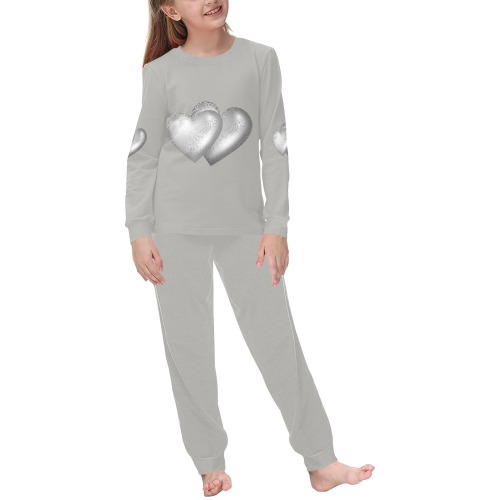 LOVE gray Kids' All Over Print Pajama Set
