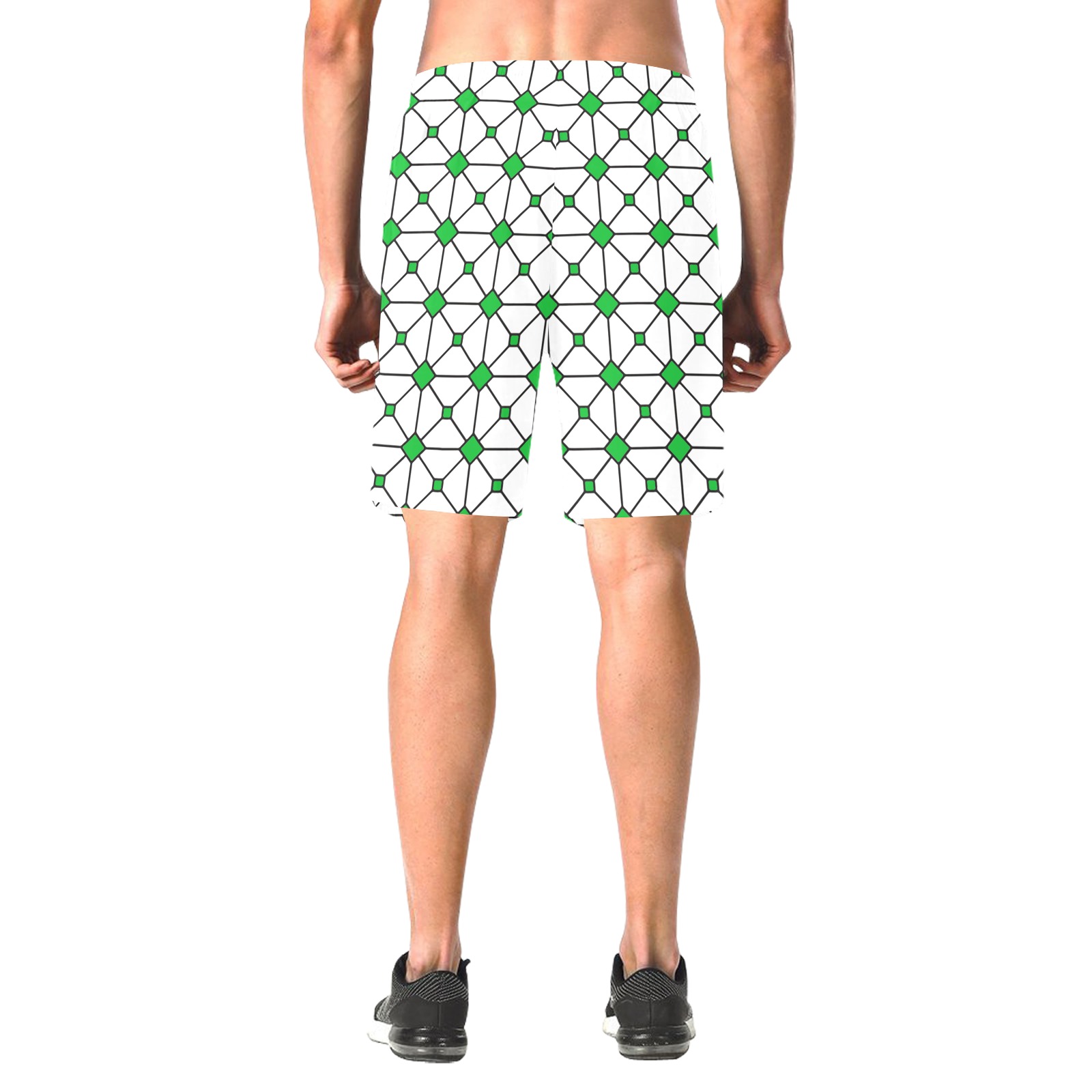 stain glass window shell green Men's All Over Print Elastic Beach Shorts (Model L20)