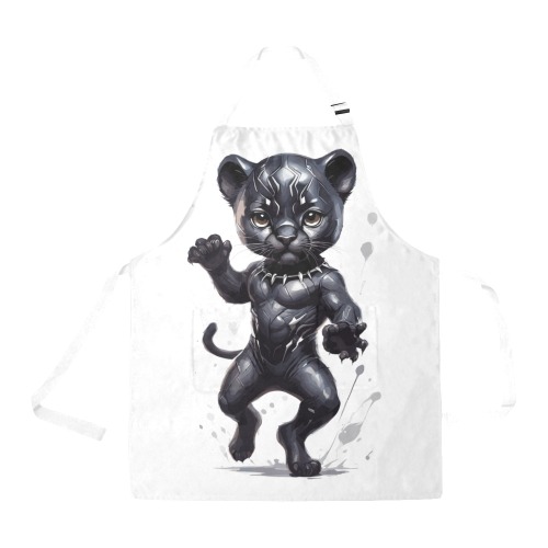 Funny fantasy black panther puppy tribal art. All Over Print Apron