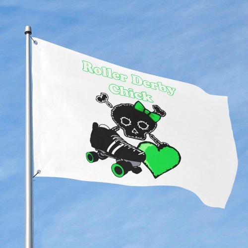 Roller Derby Chick (Green) Custom Flag 6x4 Ft (72"x48") (One Side)