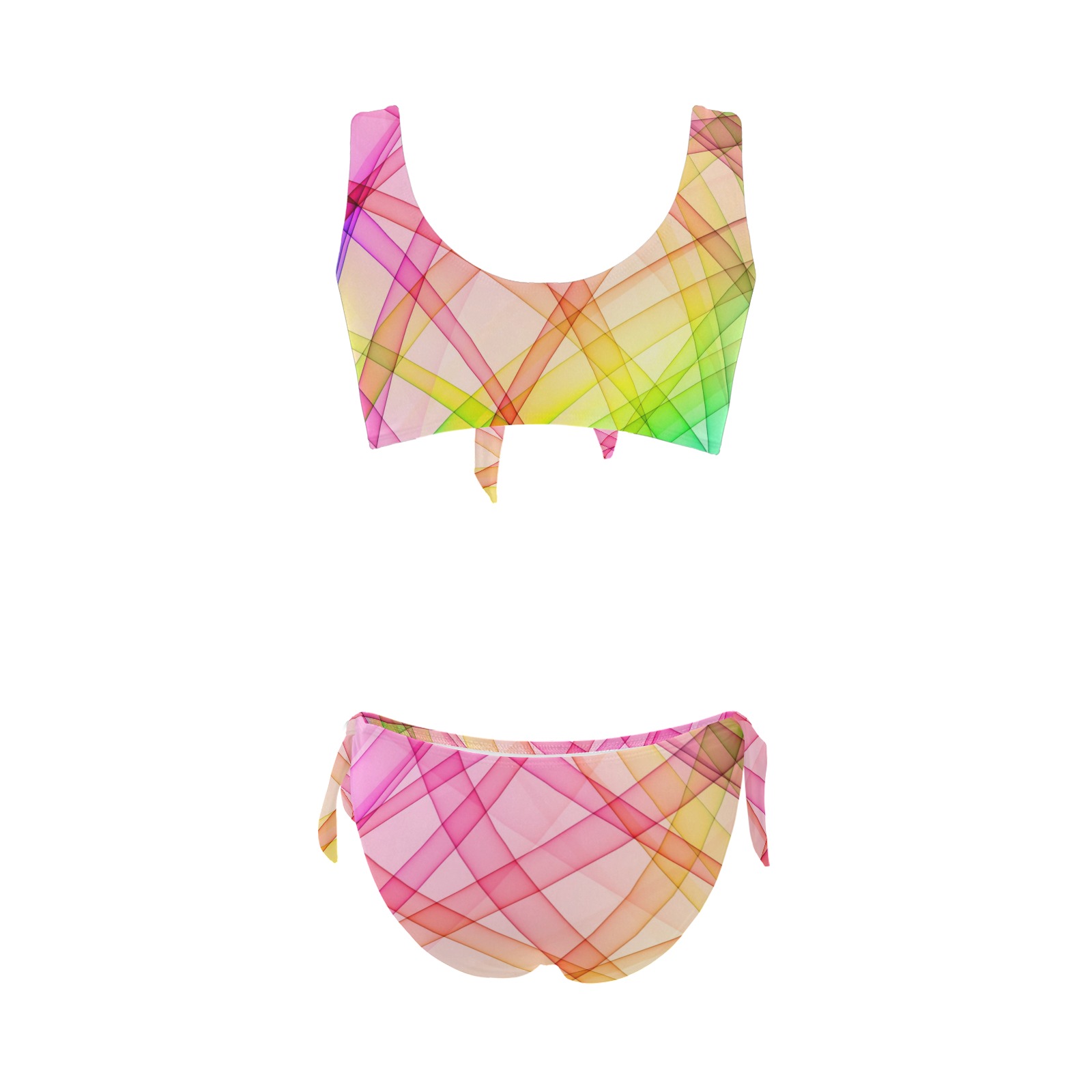 Colorful Geometric Pattern Bow Tie Front Bikini Swimsuit (Model S38)