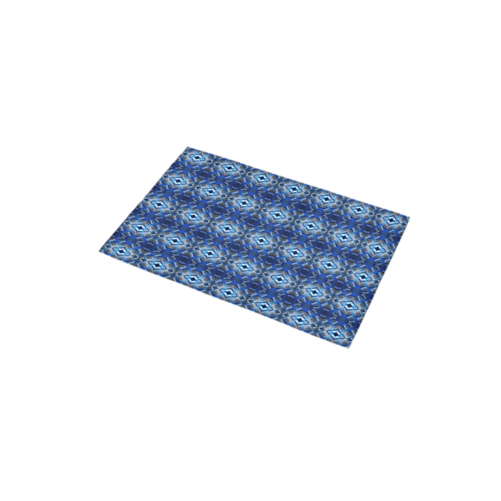 blue and white repeating pattern Bath Rug 16''x 28''