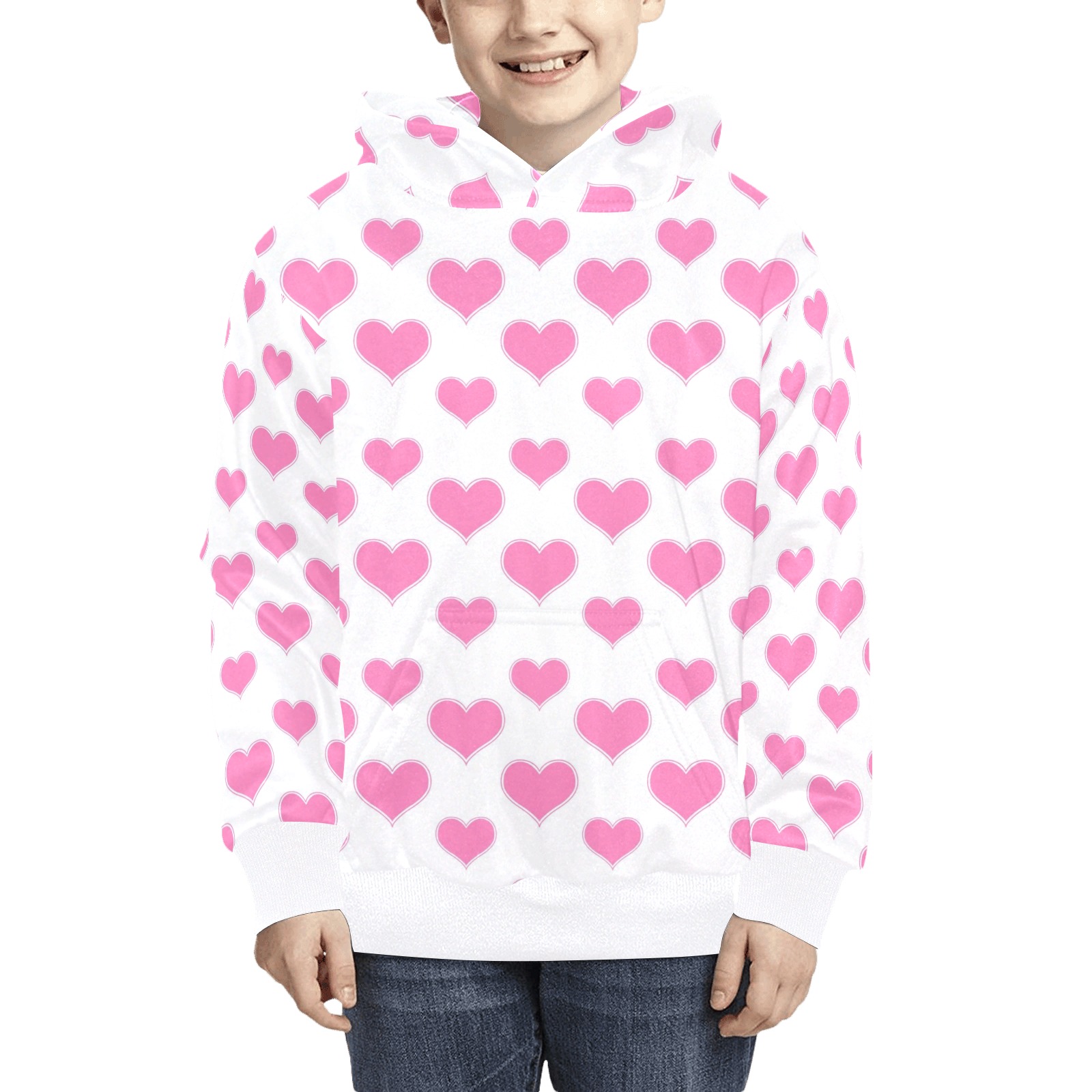 Valentine Heart Hoodie for Kids Kids' All Over Print Hoodie (Model H38)
