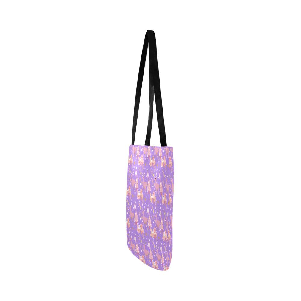Pink and Purple and Gold Christmas Design Reusable Shopping Bag Model 1660 (Two sides)