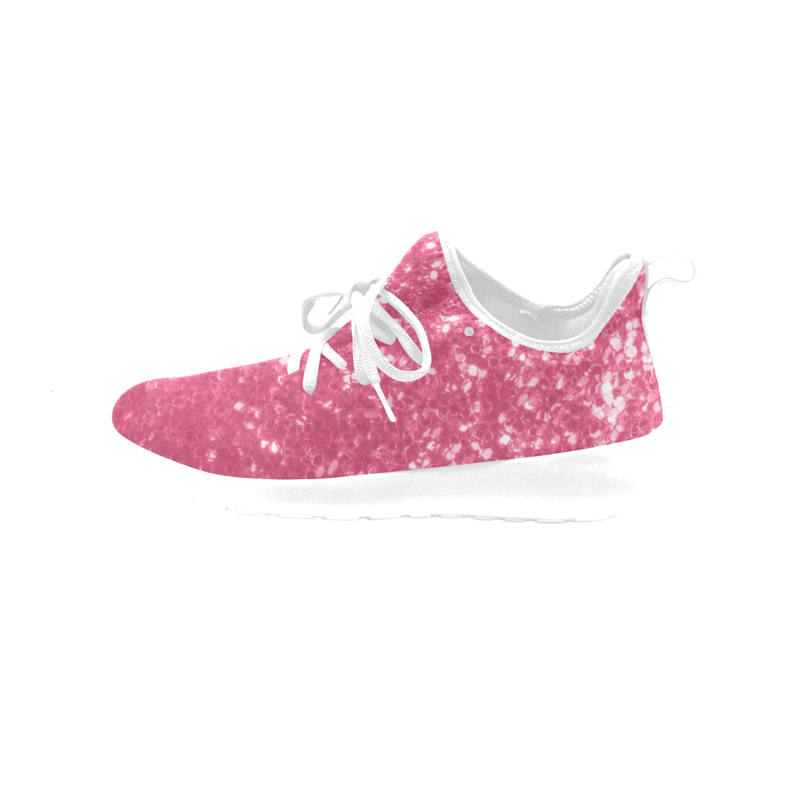 Magenta light pink red faux sparkles glitter Women's One-Piece Vamp Sneakers (Model 67502)