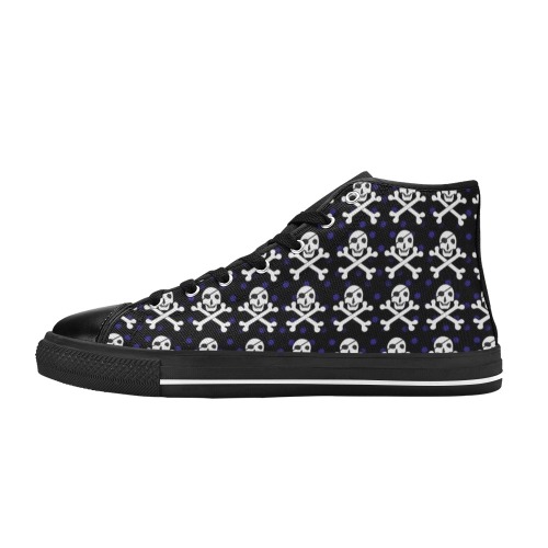 Skull and Crossbones Halloween Kids Shoes High Top Canvas Shoes for Kid (Model 017)